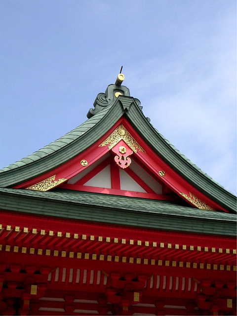 穴八幡神社(穴八幡宮）懸魚（げぎょ） 写真