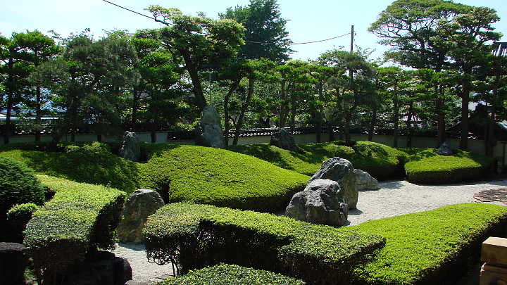 鎌倉　光明寺　三尊五祖の石庭　写真